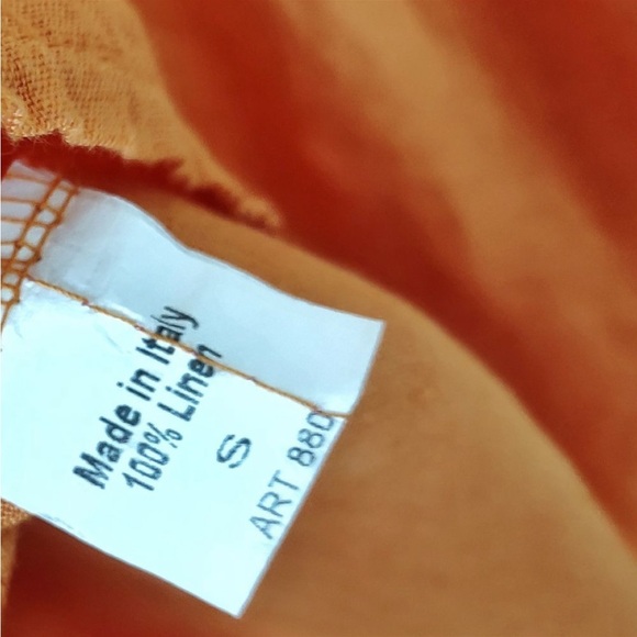 Terzo Millennio S Linen Top SS Short/Long Orange Scoop Neck - Picture 3 of 4